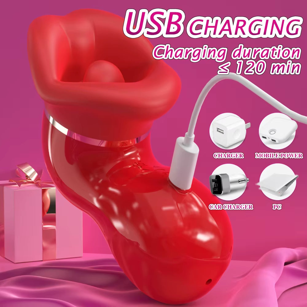 Wholesale Tongue Licking Strong Sucking Vibrator 9 Frequency Clitoral Stimulator Adult Sex Toy Vibrators for Women