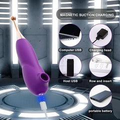 2 in 1 Double Headed Vibration Clitoris Sucker Massage Orgasm Pen Masturbator Sex Toys Nipple Sucking Vibrator