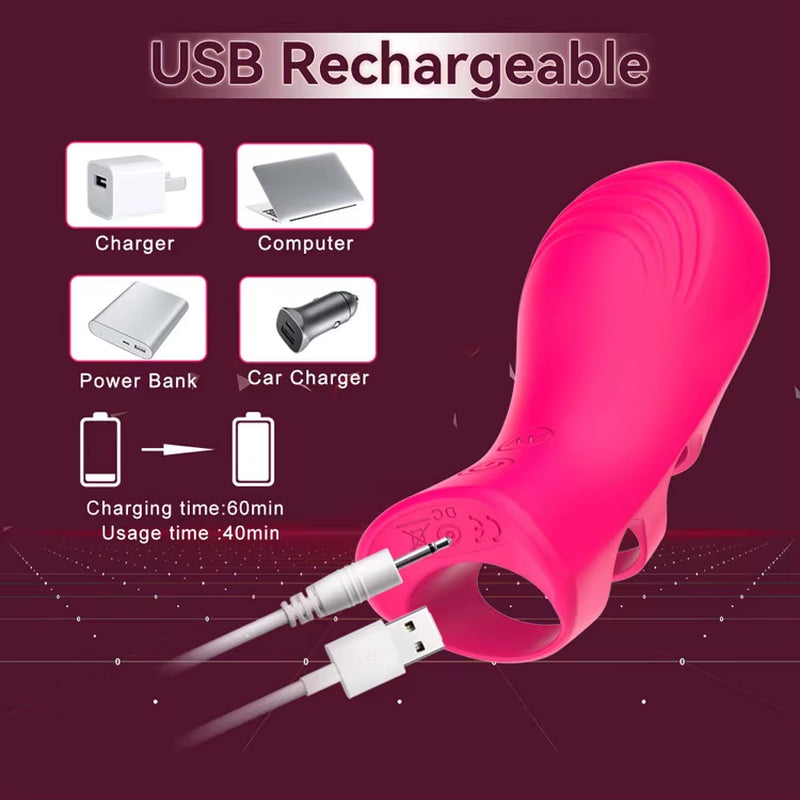 Rechargeable 10 Speed Vibrating Sex Massage Couple Sexual Tools G Spot Vibrator Finger Sex Toys for Men and Women