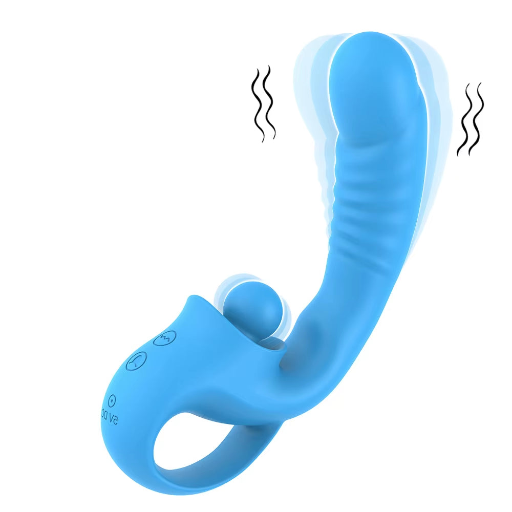 10 Frequency Dual Motor Vibration Clitoral Stimulation Tongue Licking Vibrator for Women Masturbator - Sex Toy