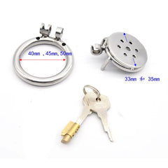  Ring Stainless Steel Men'S Flat Chastity Lock Anti-Escape Chastity Cock Ring Cage 40Mm 45Mm 50Mm