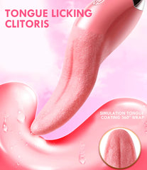 Clit Licking Vibrador with G Spot Stimulator Vaginal Insert Sex Toy Portable Realistic Heating Big Tongue Vibrator for Females