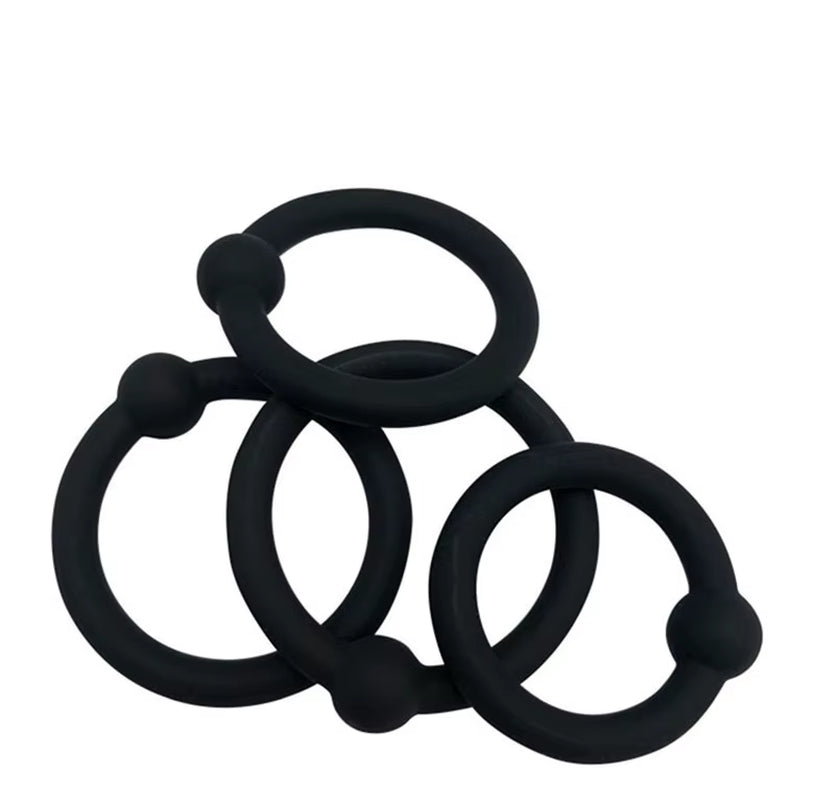 Silicone Black Stretchy Sex Ring Man Erection Long Lasting Penis Ejaculation Delay Beaded Cock Ring
