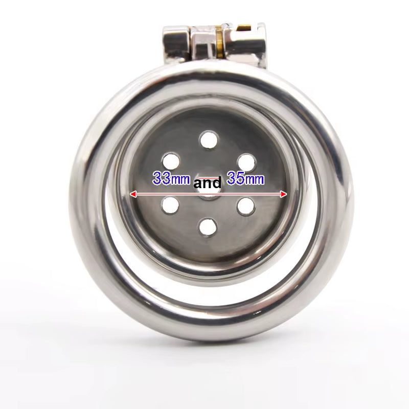  Ring Stainless Steel Men'S Flat Chastity Lock Anti-Escape Chastity Cock Ring Cage 40Mm 45Mm 50Mm