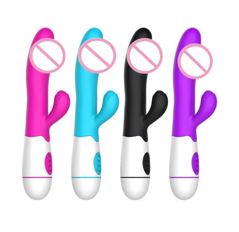G-Spot Vagina Clitoral Stimulation Sex Toy Blue Purple USB Rechargeable Dildo Rabbit Vibrator for Women