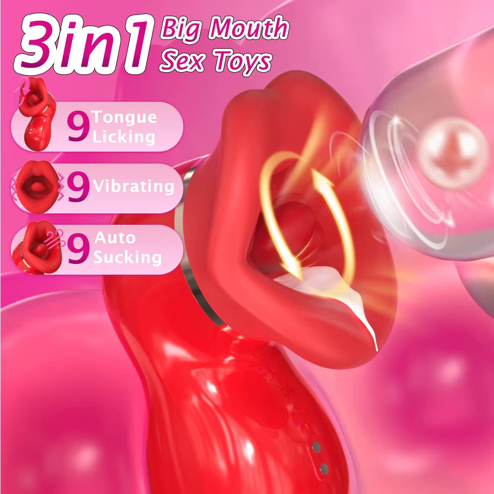 Wholesale Tongue Licking Strong Sucking Vibrator 9 Frequency Clitoral Stimulator Adult Sex Toy Vibrators for Women