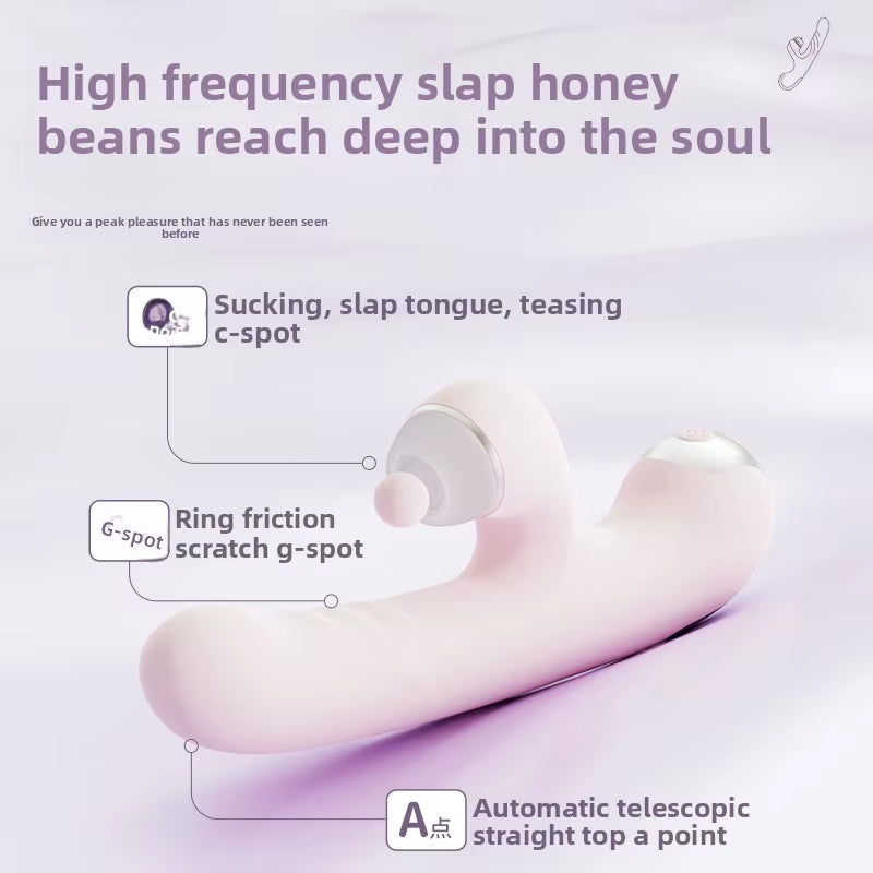 Three-In-One USB Powered Vibrator Telescopic Dildo & Instant Tide Female Sex Toy Massage Stick