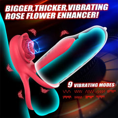 9 Frequency Internal and External Double Vibration Clitoral Stimulator Sex Toy Vibrating Cock Ring Silicone Stretchy Testicle Ring