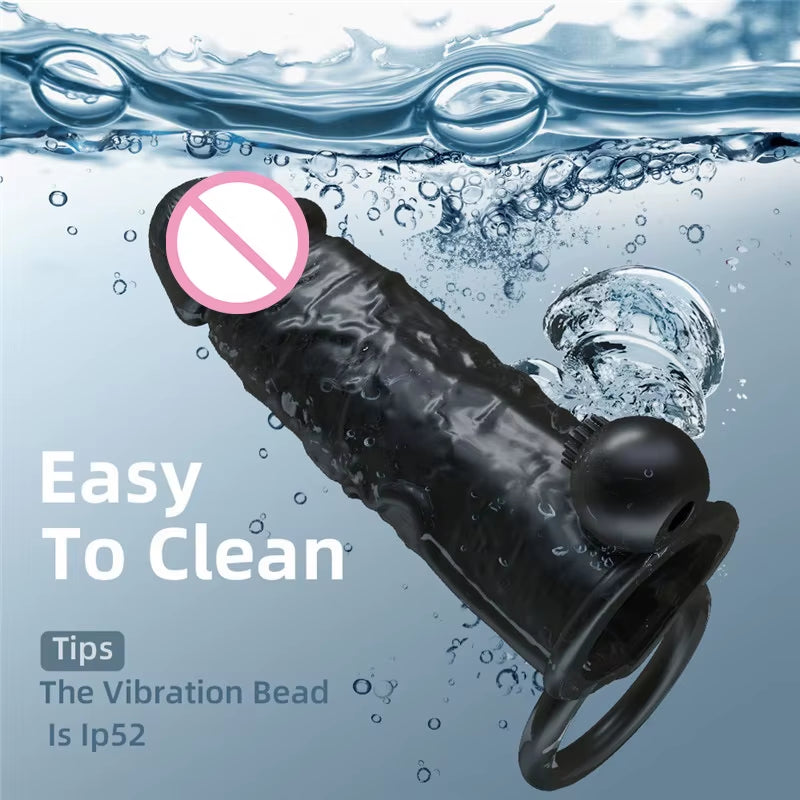 Silicone 10 Speeds Remote Vibrating Cock Sleeve Ring Enlargement Penis Reusable Dildo Condom Vibrator Sex Toy for Men Women