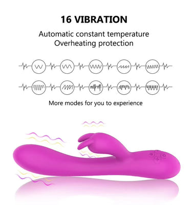 Rechargeable Dual Motor Heating Function Rabbit Ears Female Masturbation Clitoral Stimulation Rabbit Vibrator G-Spot Dildo