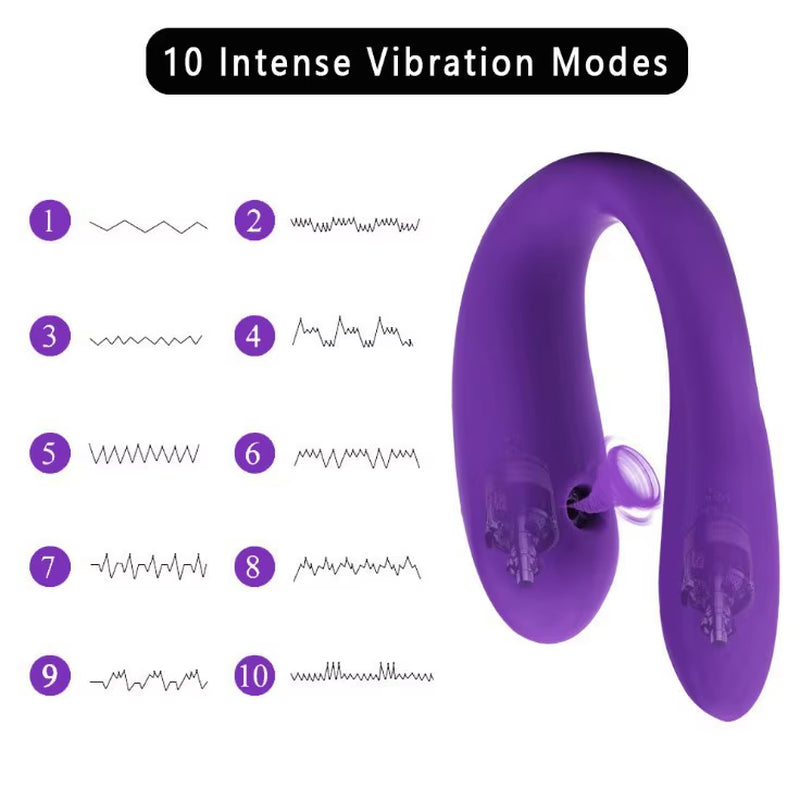Usb Chargeable Wireless Remote Control Clitoral Sucking Wearable Double Pleasure Vibrator U Shape Couple Sex Toys for Female