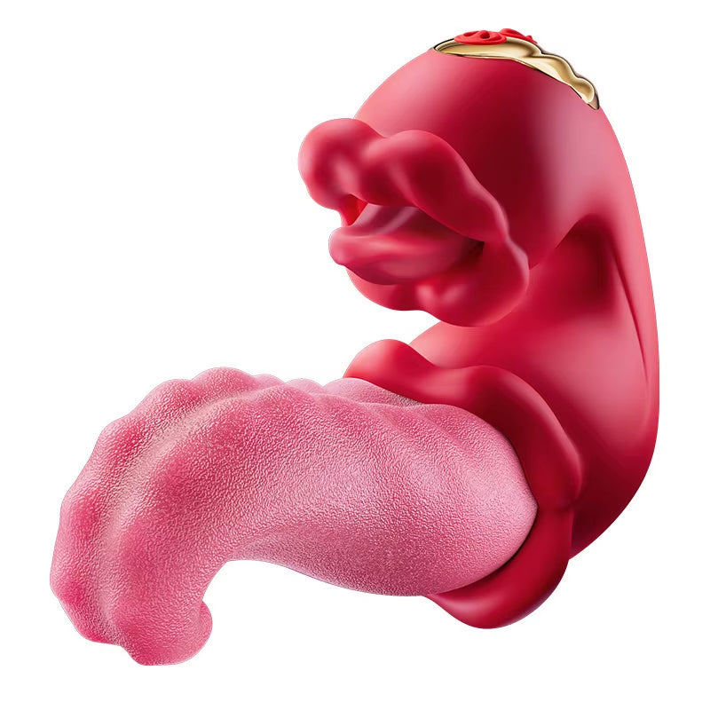 4 in 1 Tongue Thrusting Vibrators Dildo Rose Sex Toy Clitoral Stimulator G Spot Strong Swing Tongue Vibrator Women Adult Sex Toy