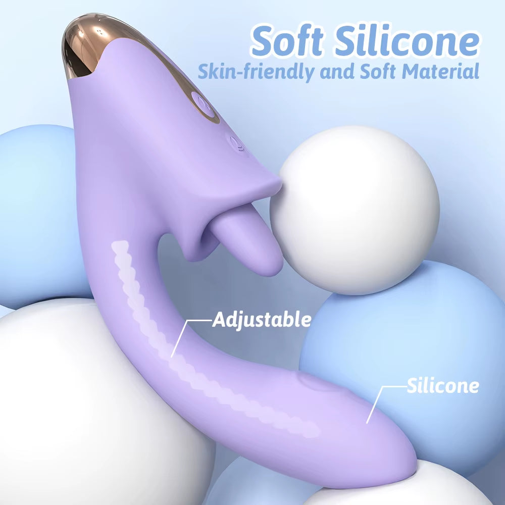G-Spot USB Powered Tongue Licking Vibrator Dildo for Massage Dildo Vibrator with Comfortable Design
