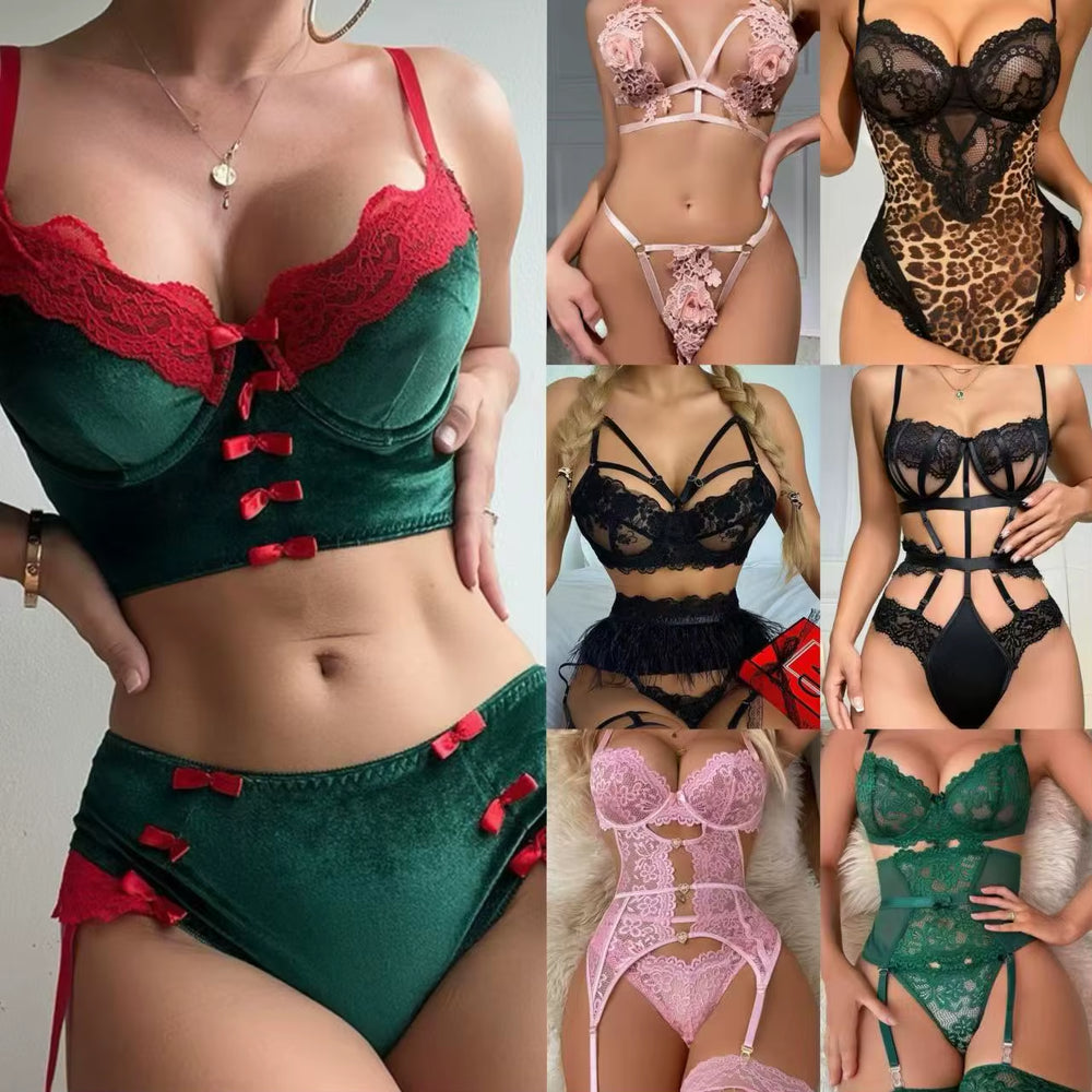 Wholesale 2 Pieces Lingerie Set Lace Sexy Erotic Vendors Underwear Panties Women Sexy Lingerie Sexy Femme Stock Clothing