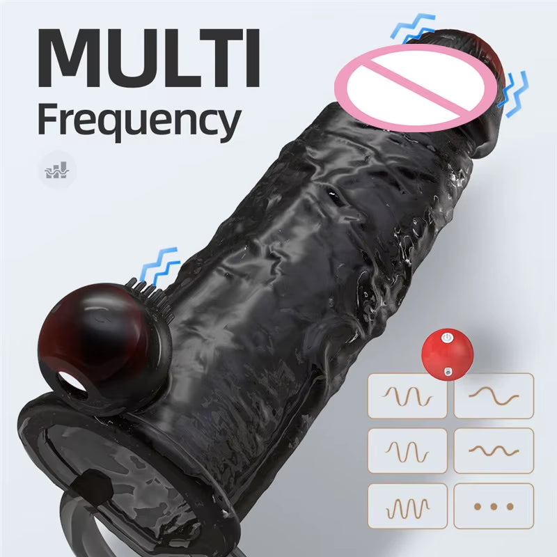 Silicone 10 Speeds Remote Vibrating Cock Sleeve Ring Enlargement Penis Reusable Dildo Condom Vibrator Sex Toy for Men Women