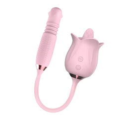 New Rose Vibrator with Tongue Licking and Bead Rotating Thrusting Dildo Masturbator for Female Vibrating Vaginas G-Spot Massage