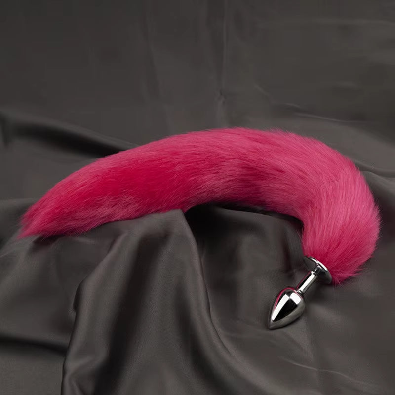 40Cm Cosplay Cat Tail Anal Plug Red Multicolor Stainless Metal Butt Plug with Tail Anus Erotic Sex Toy Foxtail Butt Plug
