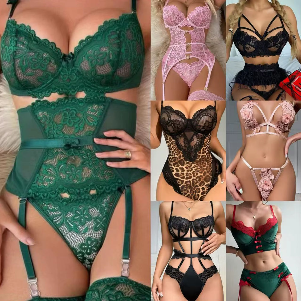 Wholesale 2 Pieces Lingerie Set Lace Sexy Erotic Vendors Underwear Panties Women Sexy Lingerie Sexy Femme Stock Clothing