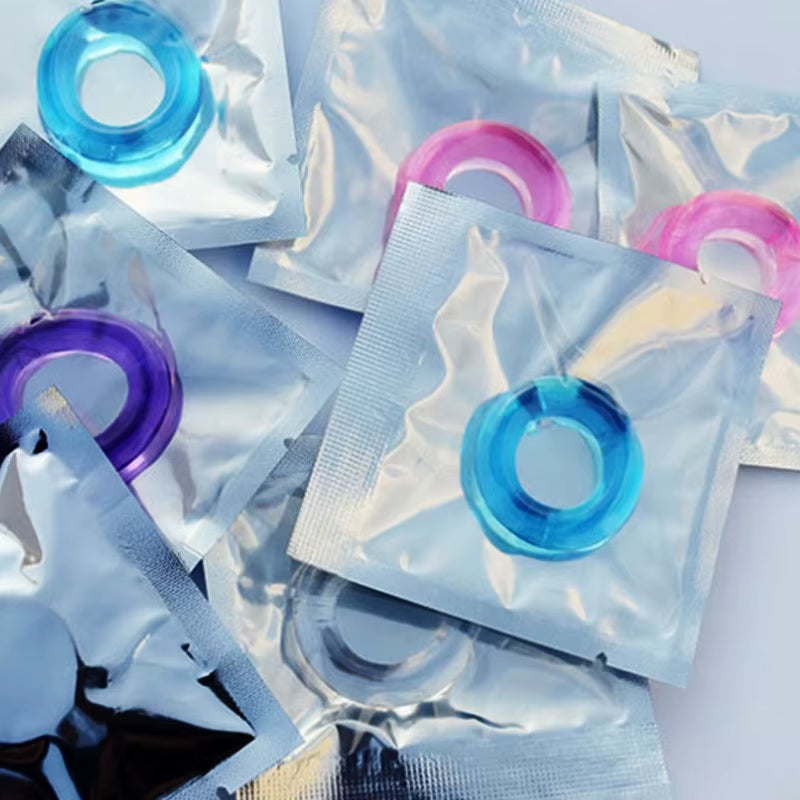 Colorful Soft Elastic Delay Ejaculation Stay Long Hard Adult Sex Penis Ring Toy Men Pleasure Cock Ring