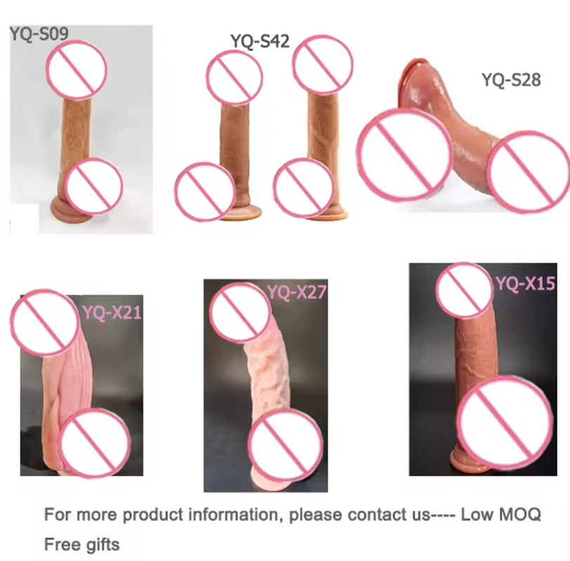 20Cm Soft Silicone Sex Toy Dick Real Skin Dildo with Suction Cup Real Feel Realistic Fat Dildo for Women