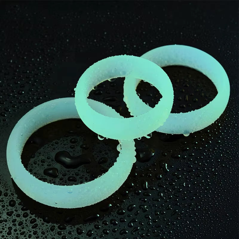 Delay Men Produtos Sexshop Luminous Cock Ring Glow in the Dark Silicone 3 Sizes Cock Ring Set