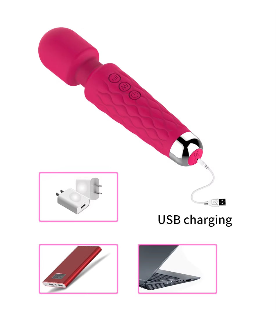 Handheld Personal Vibrator Sex Toy Wand Massager G Spot Vibration Silicone Adult AV Wand Vibrator Dildo Sex Toy