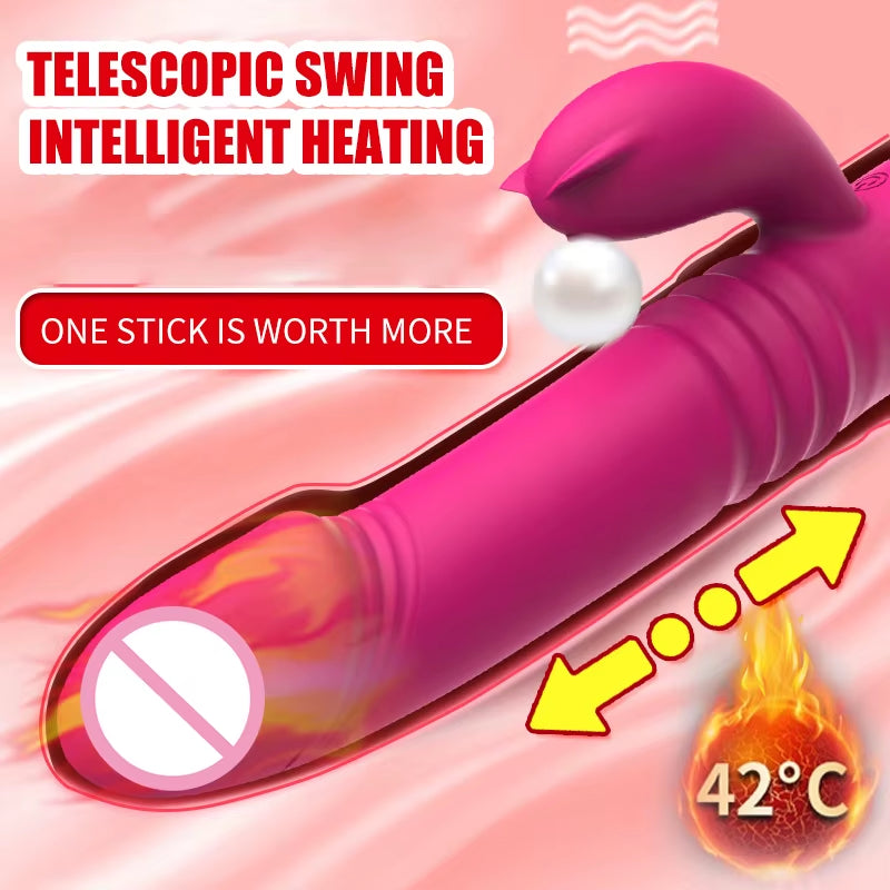 Swing Telescopic Portable Female Stick Constant Temperature Multi Frequency Dual Motor Fun Vibrating Stick with Light