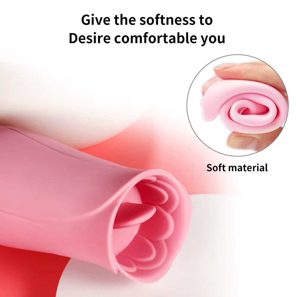 Women Massage Private Silicone Clitoral Tongue Pink Flower Vibrator 