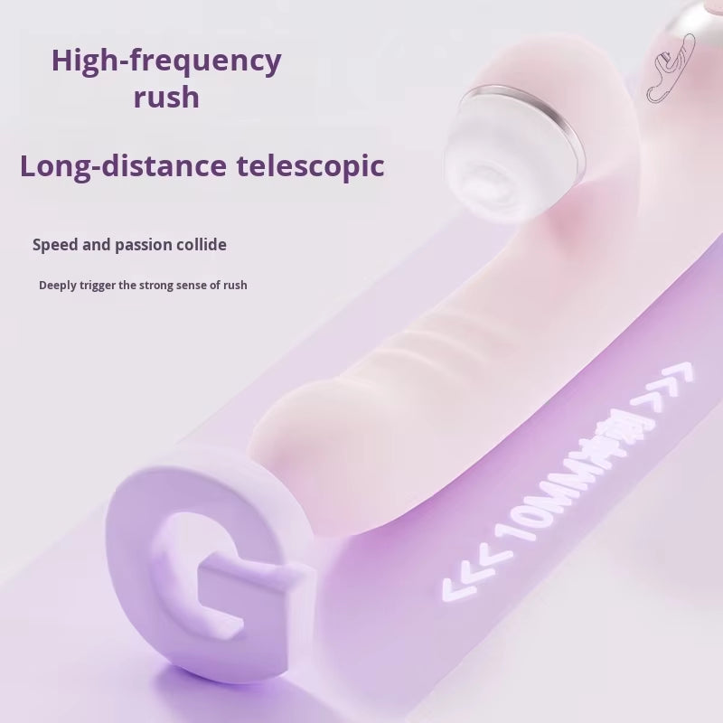 Three-In-One USB Powered Vibrator Telescopic Dildo & Instant Tide Female Sex Toy Massage Stick