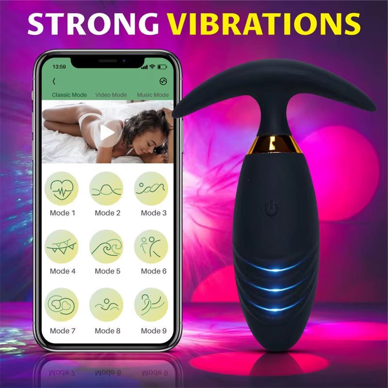 Wearable 10 Speeds Vibrating Egg Anal Plug Panties Female Anal Toys App Remote Wireless Anal Plug Vibrator for Women Men