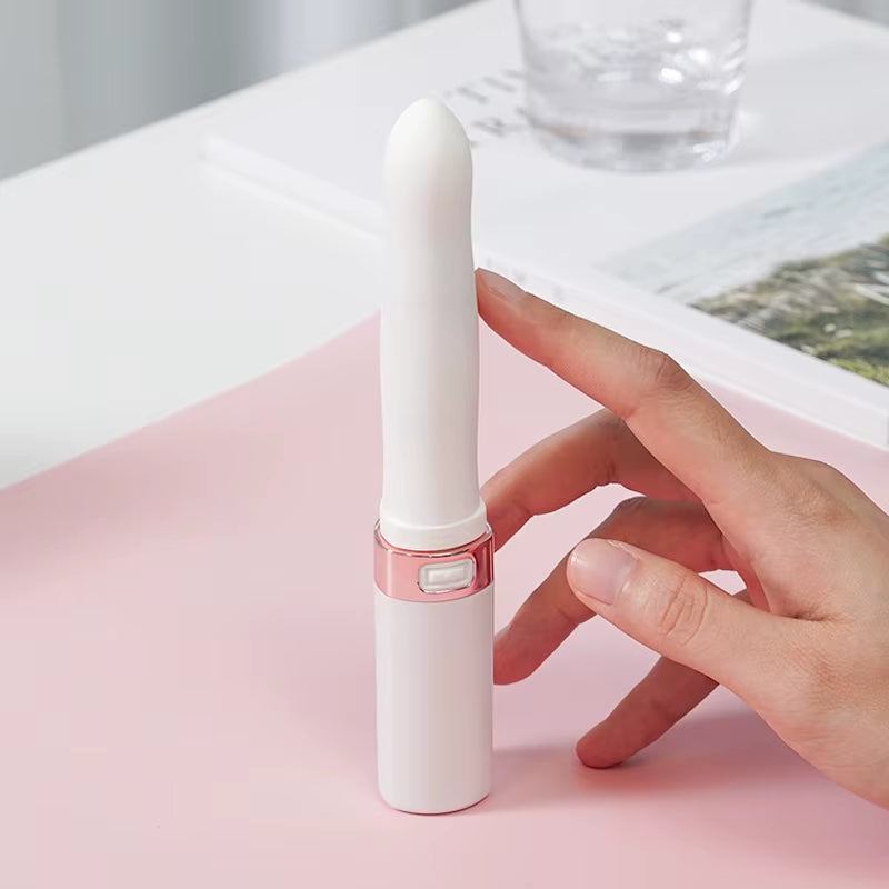 Rechargeable Hidden Discreet G Spot Clitoral Stimulation Pink Mini Lipstick Vibrator Wand Massage for Women Sex Toy