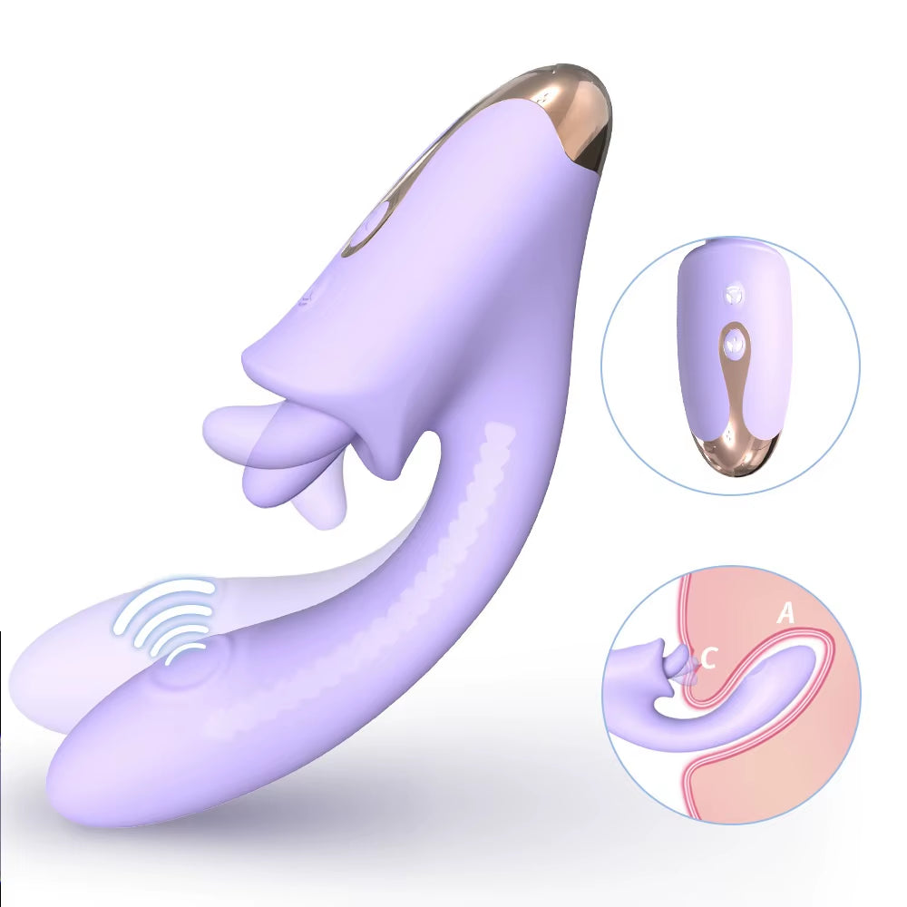 G-Spot USB Powered Tongue Licking Vibrator Dildo for Massage Dildo Vibrator with Comfortable Design